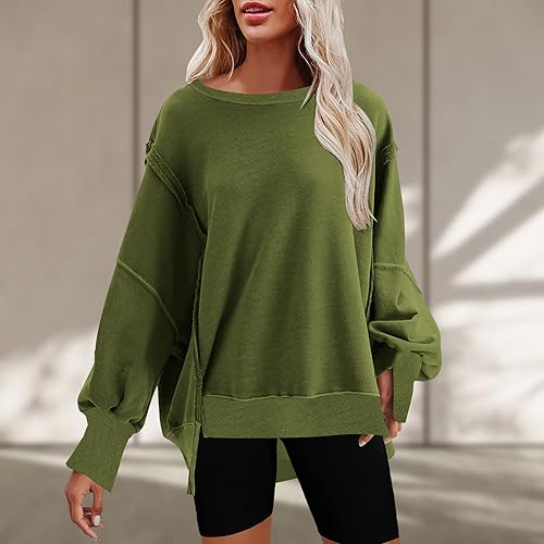 Oversized Crewneck Sweatshirts for Women Long Sleeve Pullover E6684