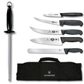 Victorinox Swiss Army 7-Piece Master Competition BBQ Set with Red Fibrox Pro Handles and Knife Roll