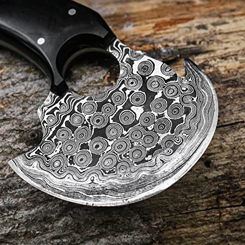 Ulu Knife with Damascus Steel Blade and Stabilized Handle T78085