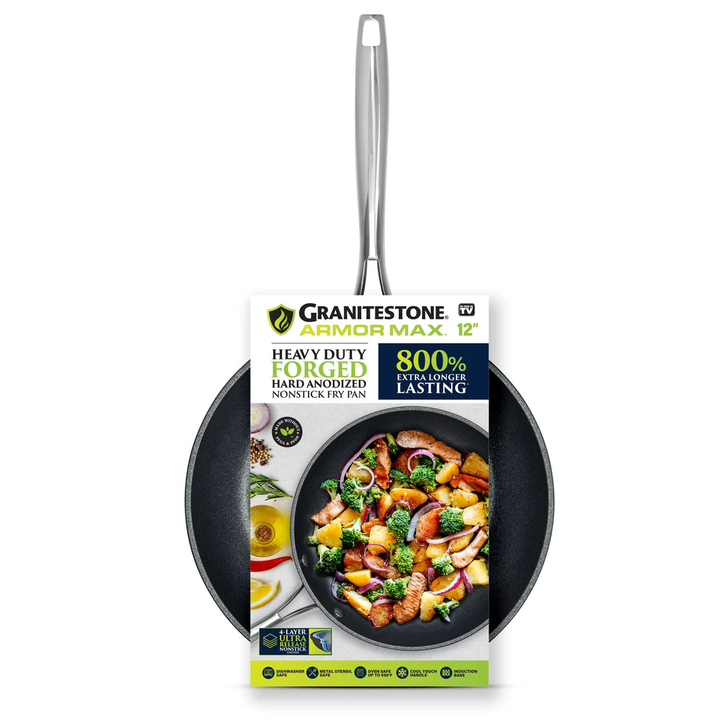 Granitestone Armormax Fry Pan 12" Nonstick Frying Pan Hard Anodized Pan Ultra Durable