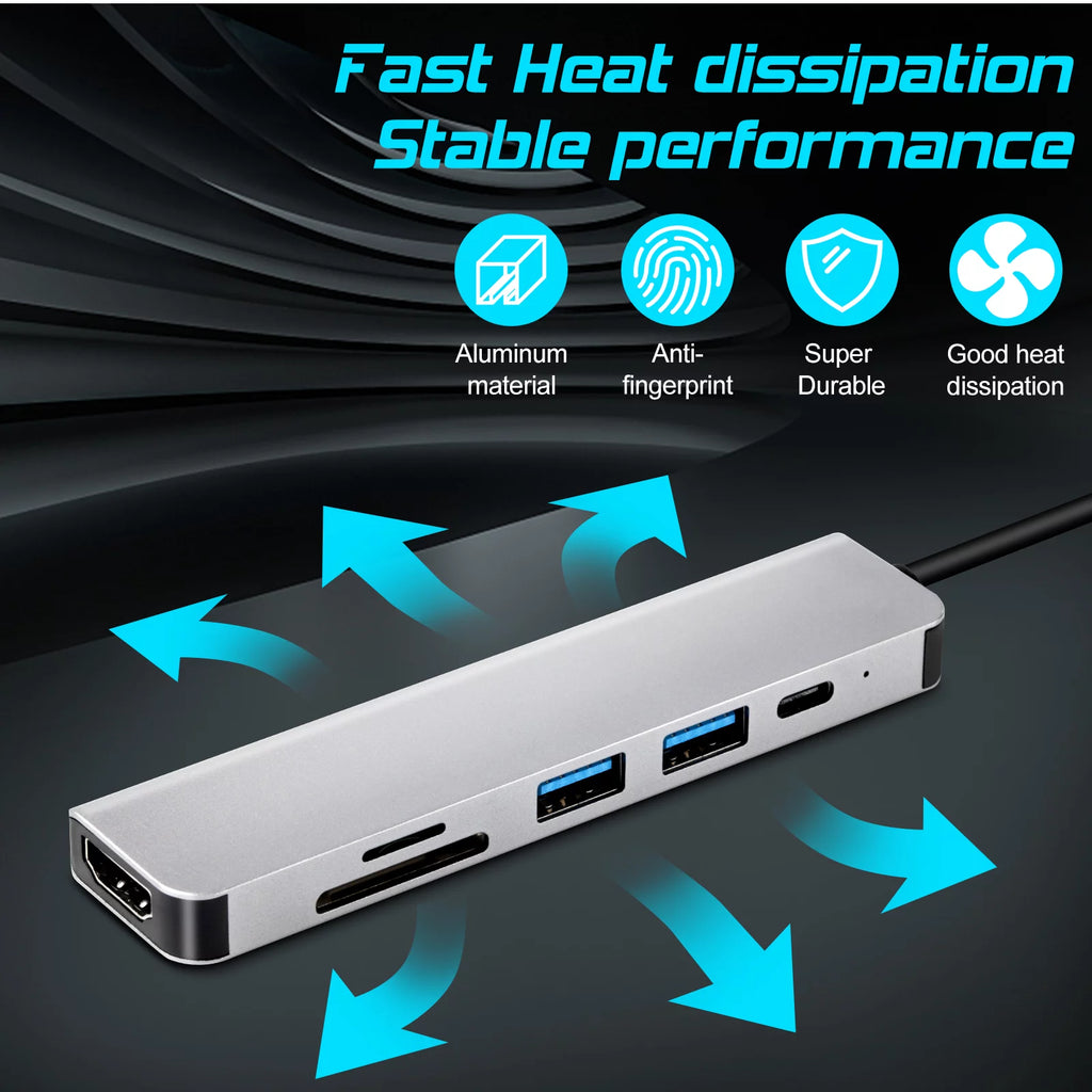 USB-C Hub 6-in-1 Multiport Adapter with 4K HDMI, USB 3.0, SD/TF Card Reader R36745