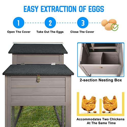 Chicken Coop and Run with Nesting Box, Rabbit Hutch on Wheels S4298