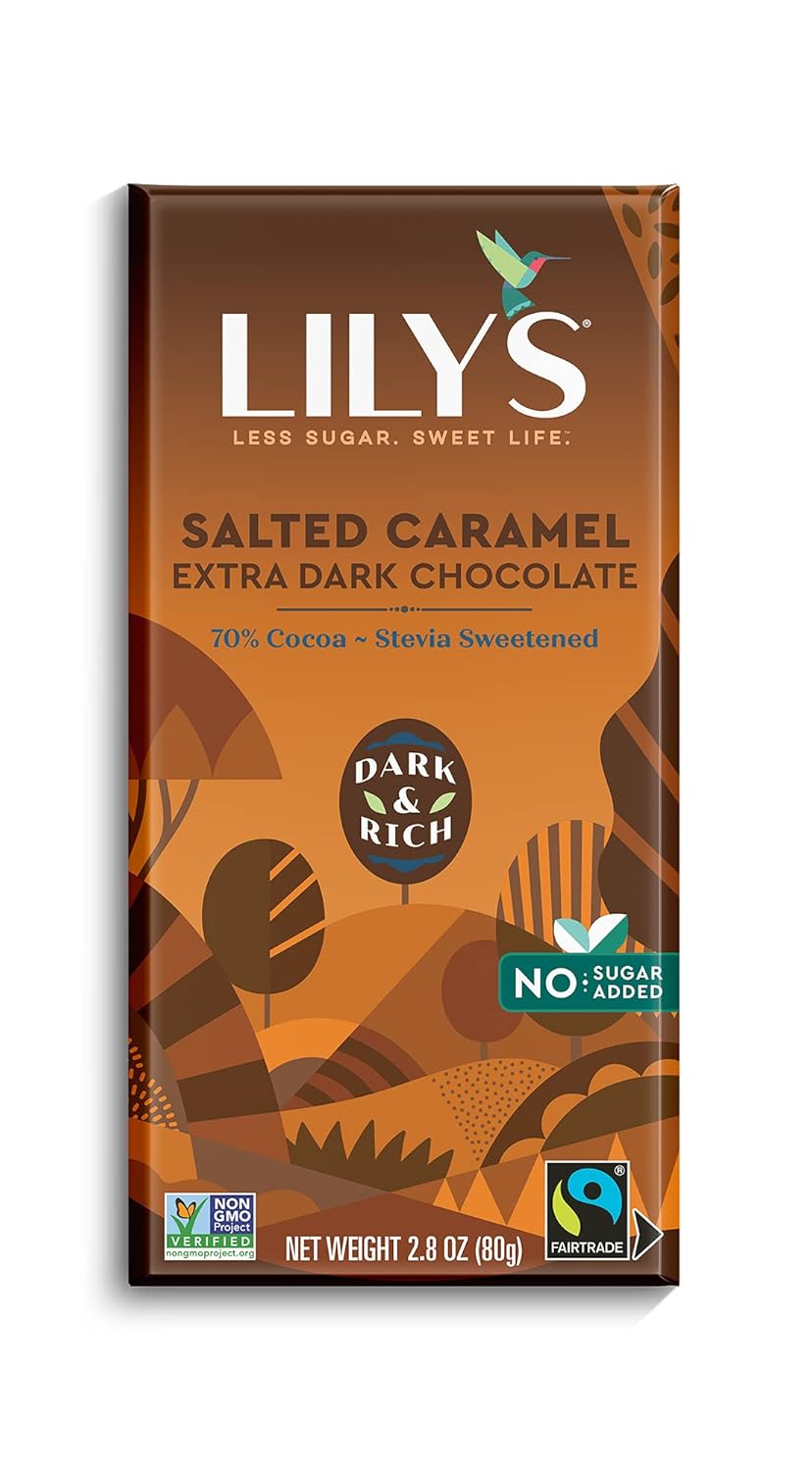 Salted Caramel Dark Chocolate Bar, 70% Cocoa, Keto-Friendly, 3 oz 4-Pack S526