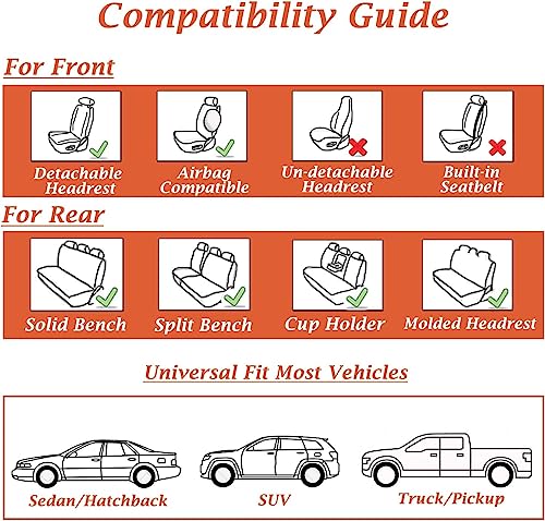 Car Seat Covers Full Set, Waterproof Leather, Universal Fit S5679