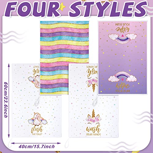 4 Pcs Absorbent Hand Towels for Girls Kitchen Bathroom S8740
