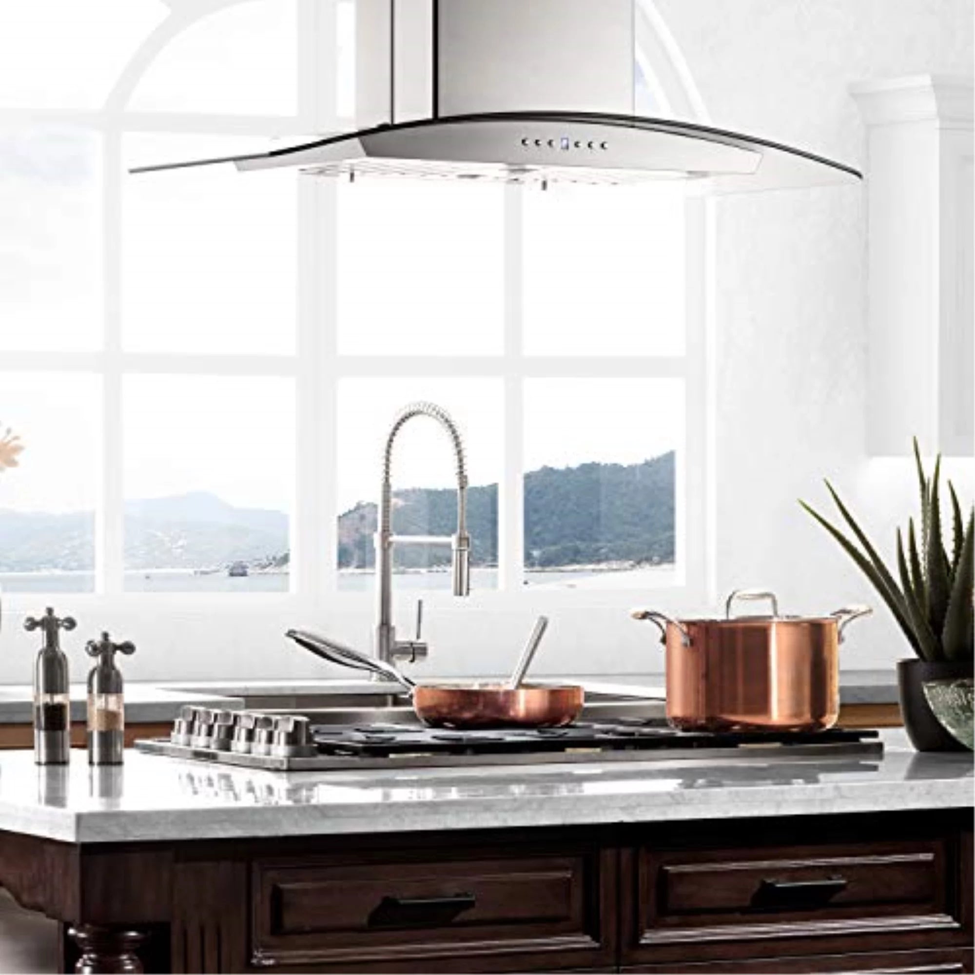 36 in. Drop-In Gas Cooktop with 6 Burners, Black Porcelain Top U7643