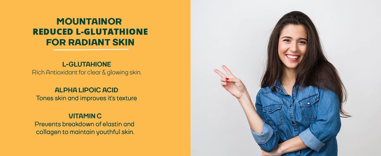 Glutathione 1000mg with Vitamin C & Biotin for Skin Brightening, 60 Veg Caps D15434
