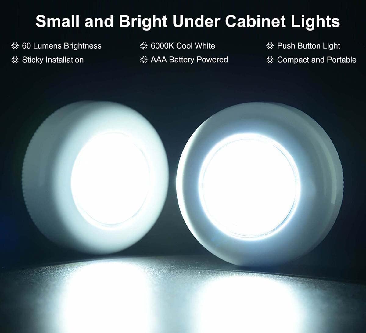 Tap Light Push Lights, 7 Pack, Battery Operated, Stick On for Cabinet Closet S1283