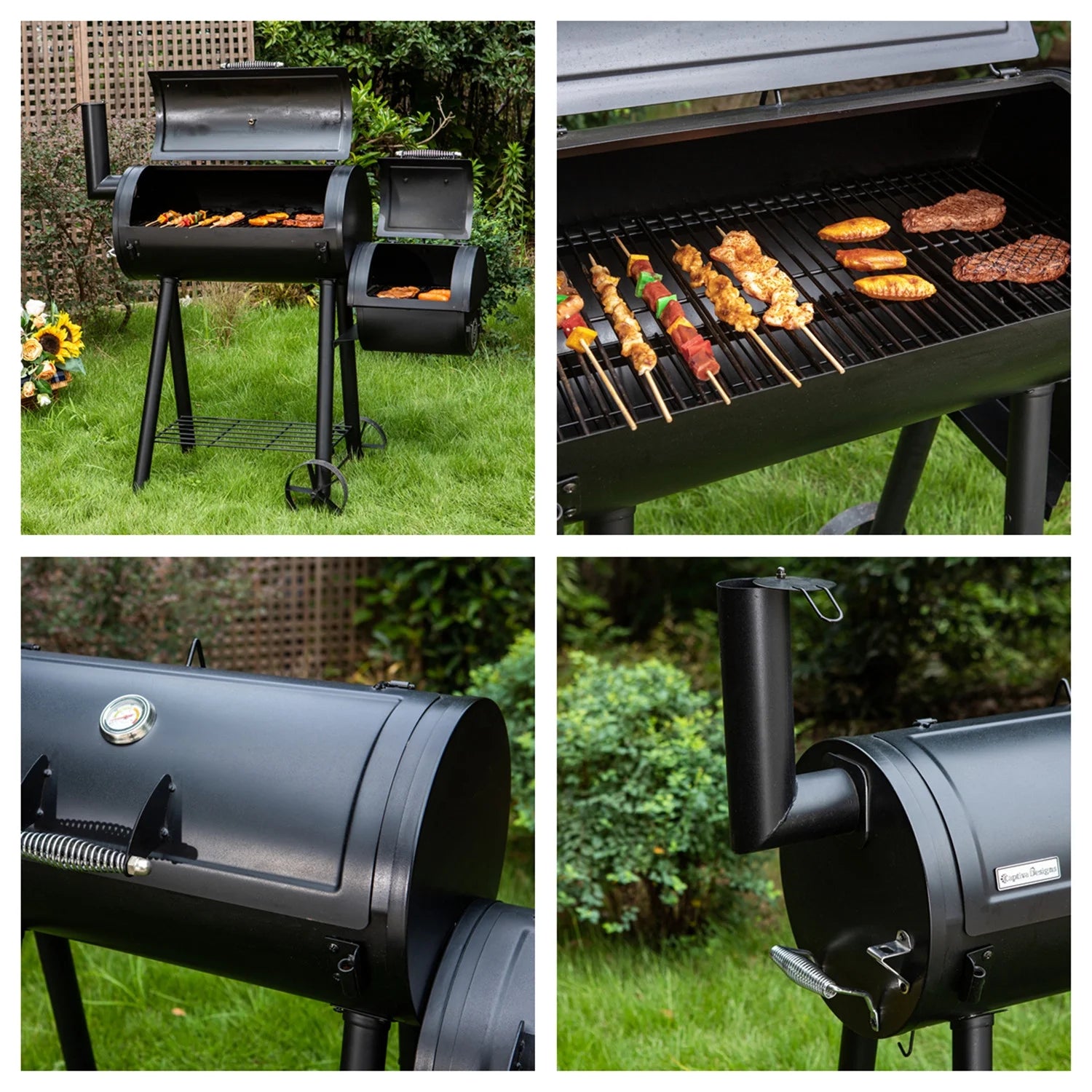 28'' BBQ Charcoal Grill with Offset Smoker F531