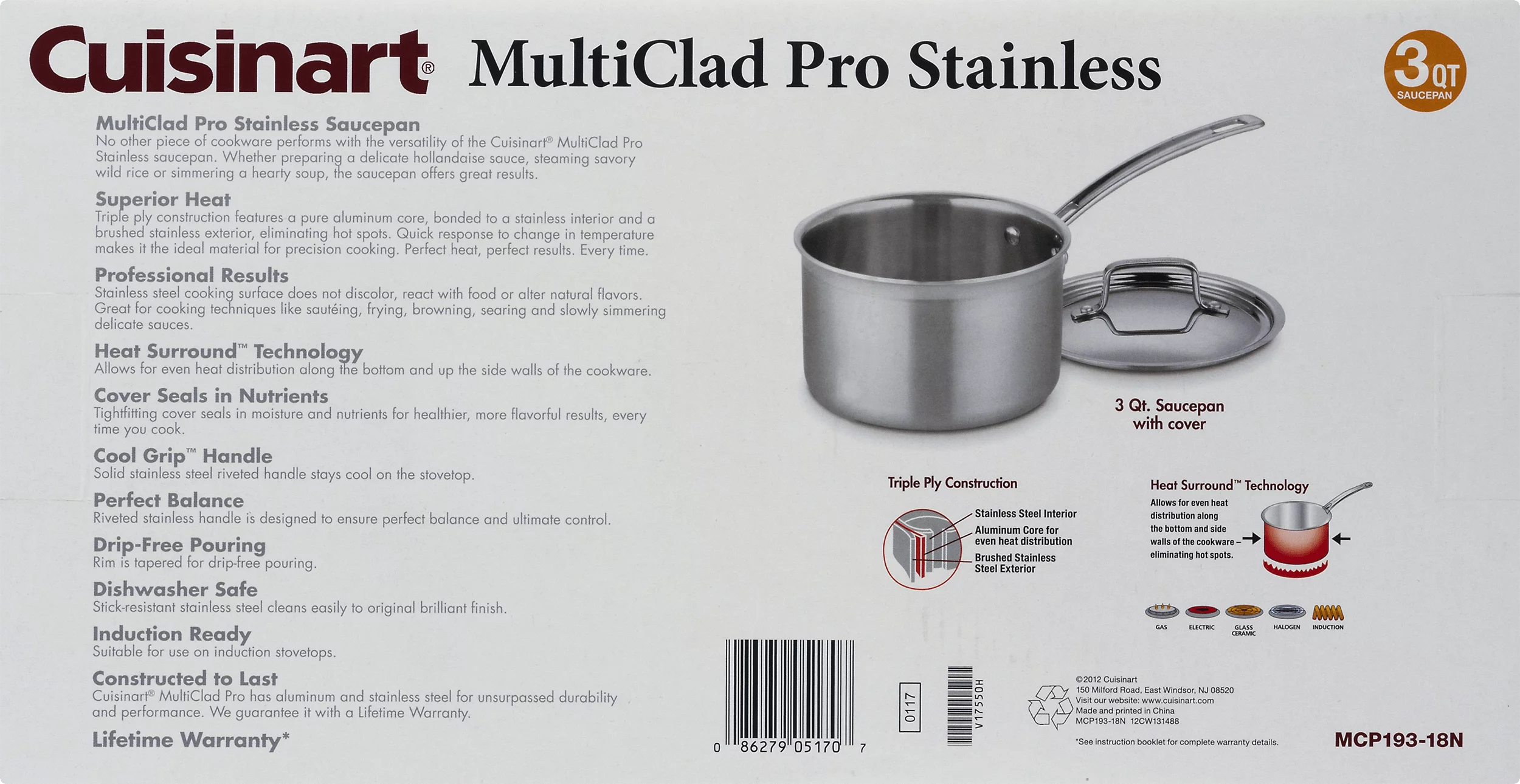 Triple Ply Stainless 3-Quart Saucepan R7910