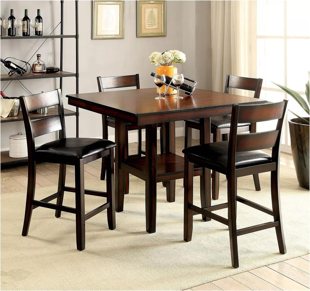 Brown Cherry Storage Dining Table 5pc Set with 4 High Chairs R98235