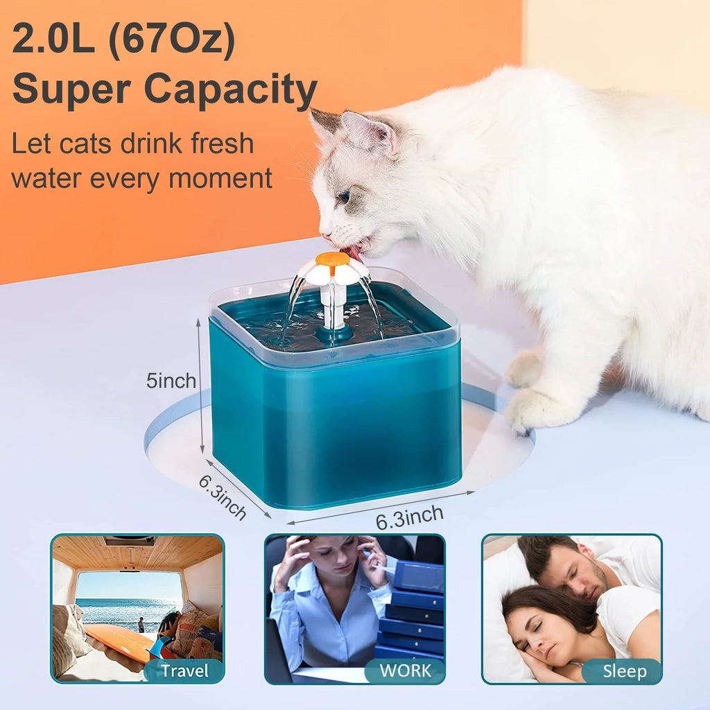 Cat Water Fountain 2L with Filters and Quiet Pump R334587