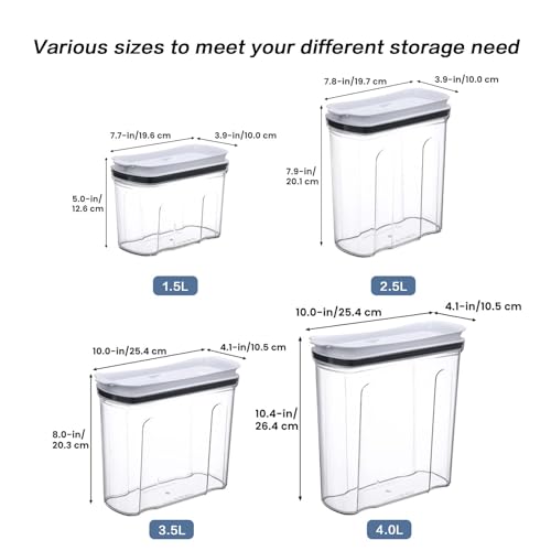 Airtight Cereal Storage Containers with Lids, 4L, 2-Pack, BPA-Free Plastic for Kitchen Pantry K1144