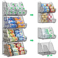 4-Tier Stackable Soda Can Organizer with 4 Adjustable Dividers, Can Storage Organizer for Pantry shelves, Kitchen Can Dispenser, Can Holders for Pantry, Wire Soda Dispenser for Cabinets Shelf