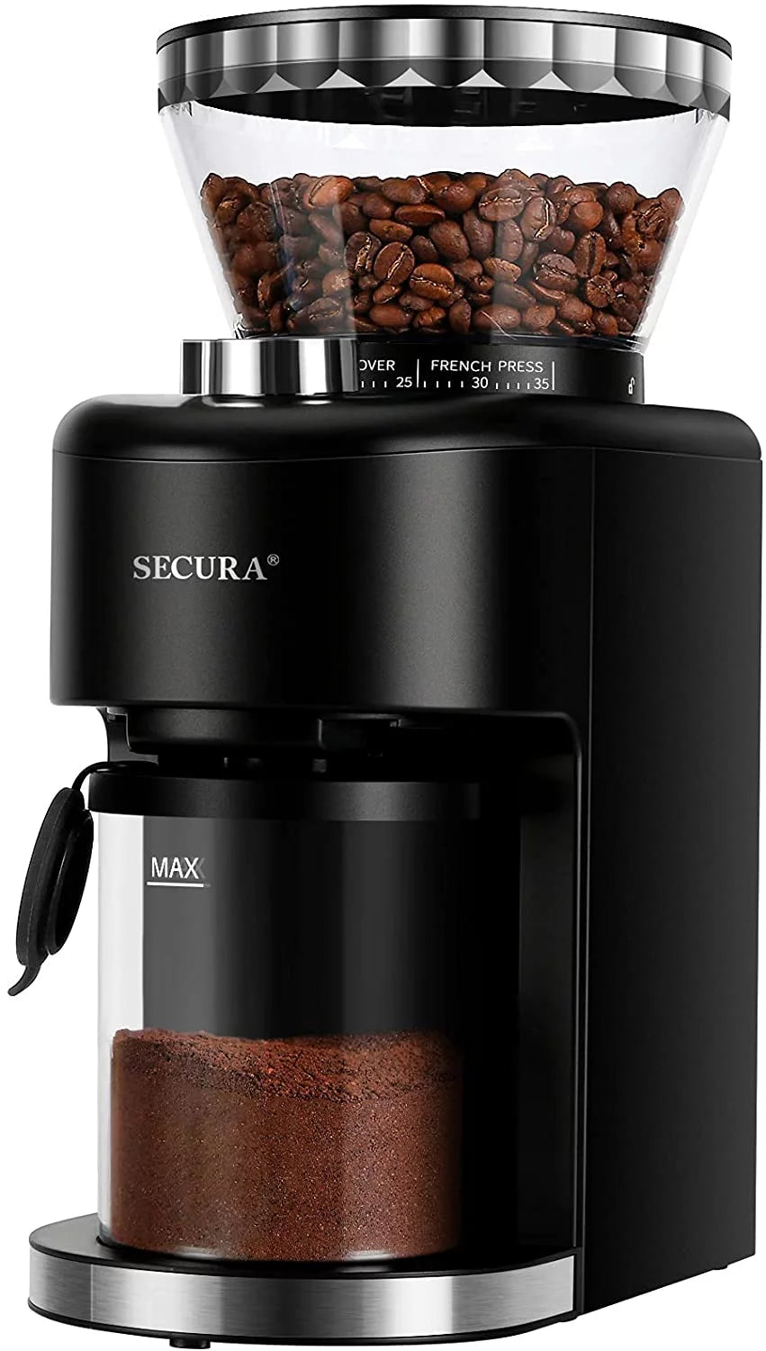 Secura Conical Burr Coffee Grinder, Adjustable Burr Mill with 35 Grind Settings, Electric Coffee Bean Grinder for 2-12 Cups