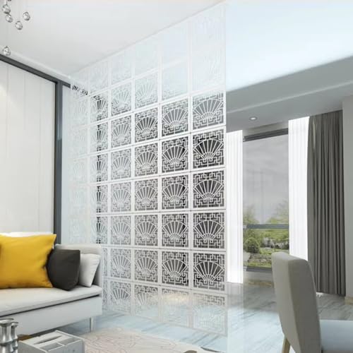Room Privacy Screen Divider, 5mm Thick Hollow Out Wood-Plastic Panels (5pcs) N7910