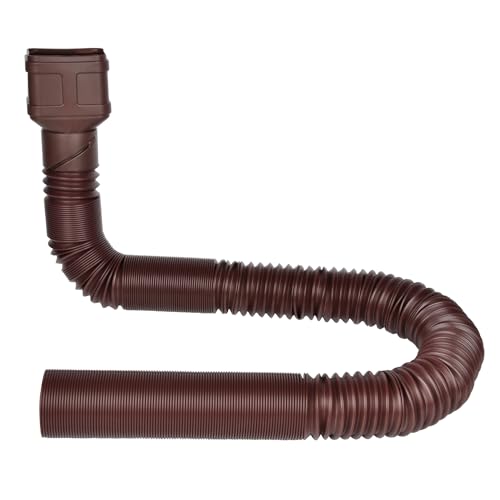 8.5ft Long Gutter Downspout Extensions Pipe, 2" ID Small Size Downspout Extender Drainage Pipe ONLY for 2"×3" Downspout, ID 2 Inches, Flexible Pipe Stretched Length 8.5ft,Brown,2-Pack