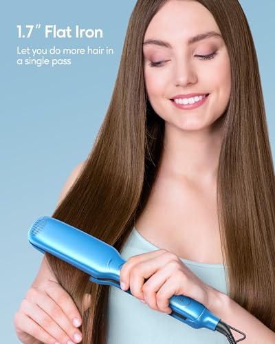 Titanium Flat Iron 1.7 Inch for Hair, Wet to Straight, Dual Voltage G110