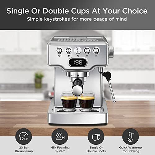 Espresso Machine, 20 Bar with Milk Frother, Compact Coffee Maker Q25099