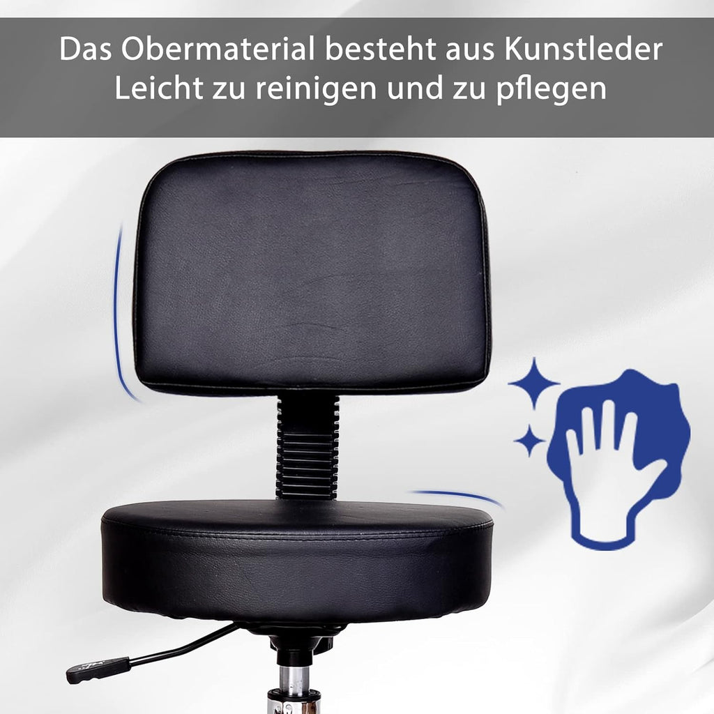 Swivel Medical Salon Stool with Back Support, Adjustable Height, Black Z2327
