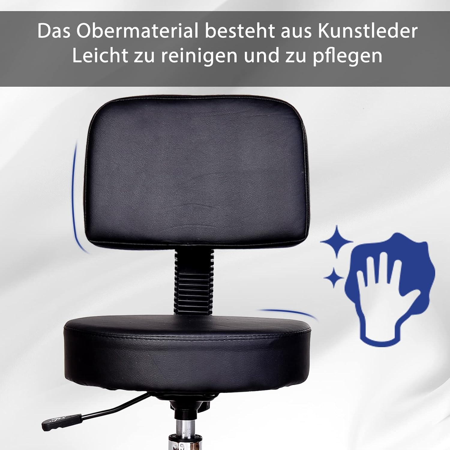 Swivel Medical Salon Stool with Back Support, Adjustable Height, Black Z2327