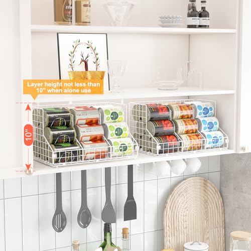 Stackable Can Rack Organizer for Pantry Storage with Adjustable Dividers, 2-Tier Metal Wire Basket Q858942