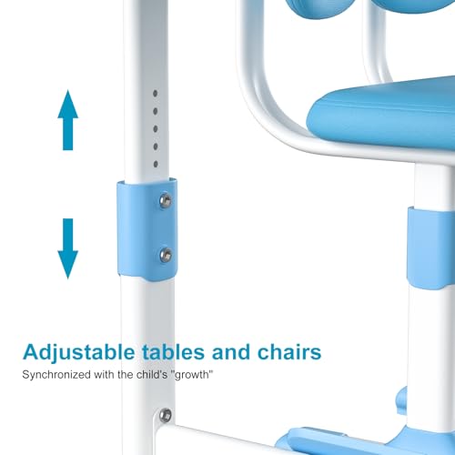 Kids Desk and Chair Set, Height Adjustable Study Table with Sitting Corrector O3453