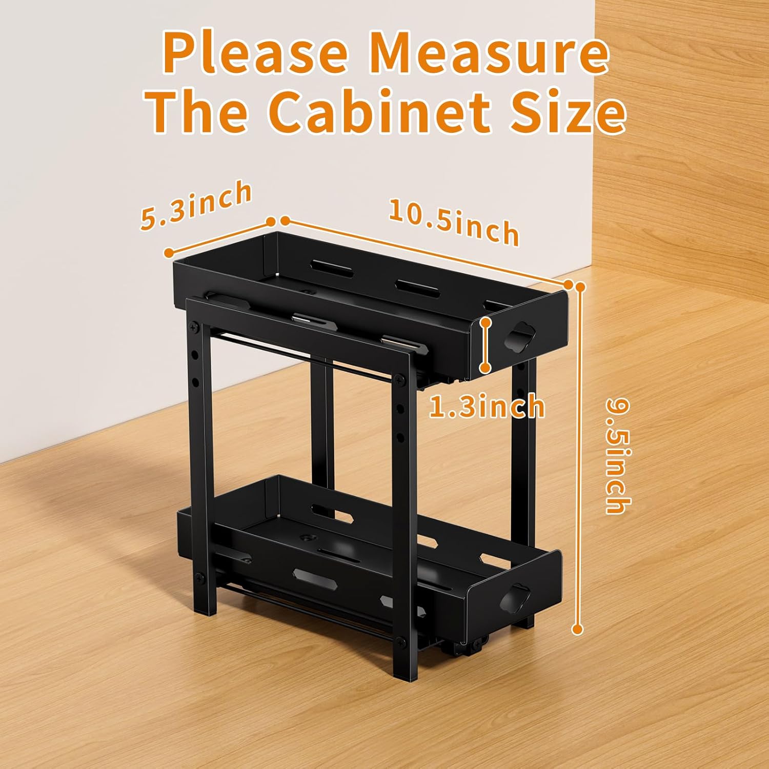 Spice Rack Organizer for Cabinet, 2-Tier Slide Out, Black X819264
