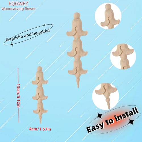 Wood Appliques Unpainted Carved Decals for Furniture Wall Cabinet Decor X560565