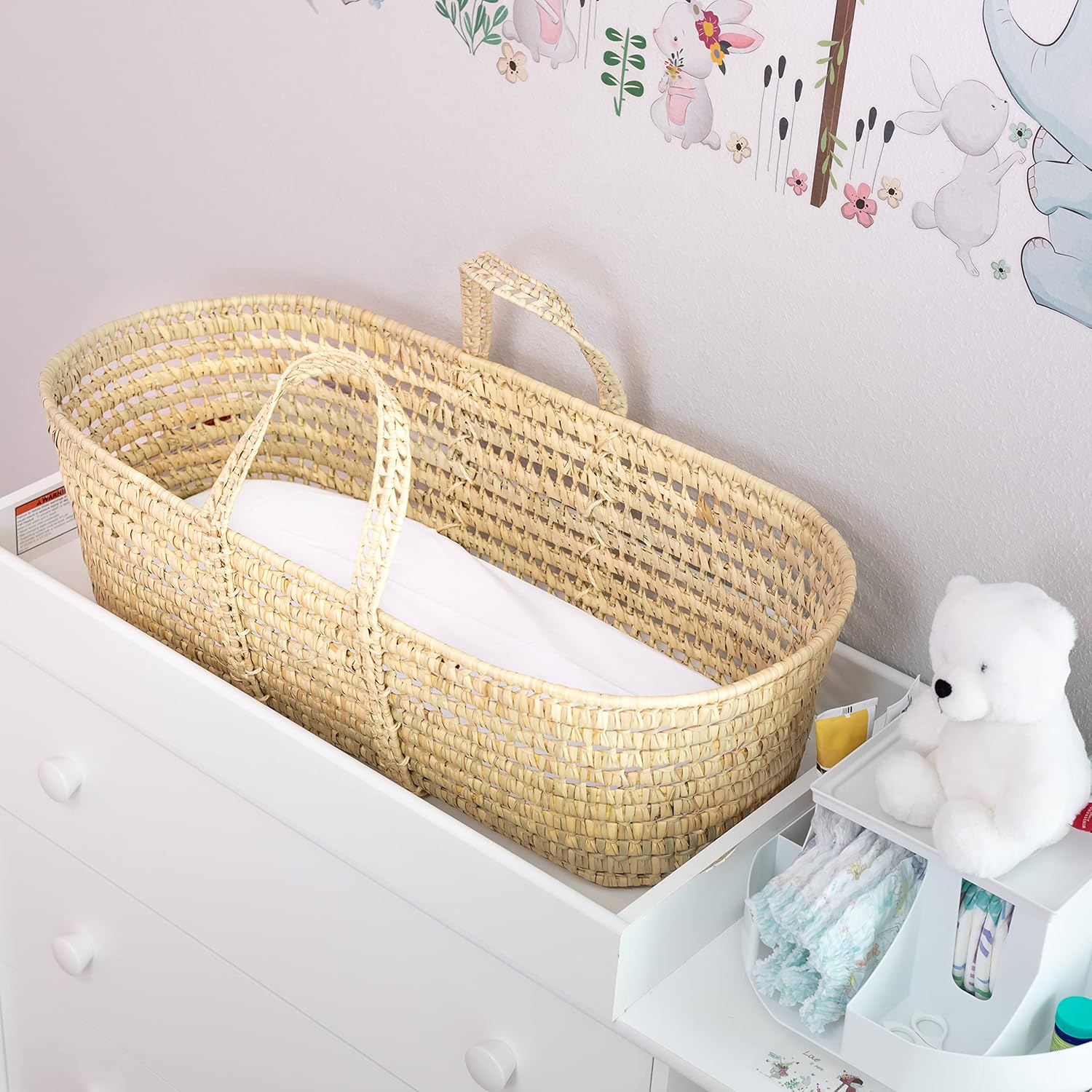Wicker Moses Basket with Mattress and Sheet M637