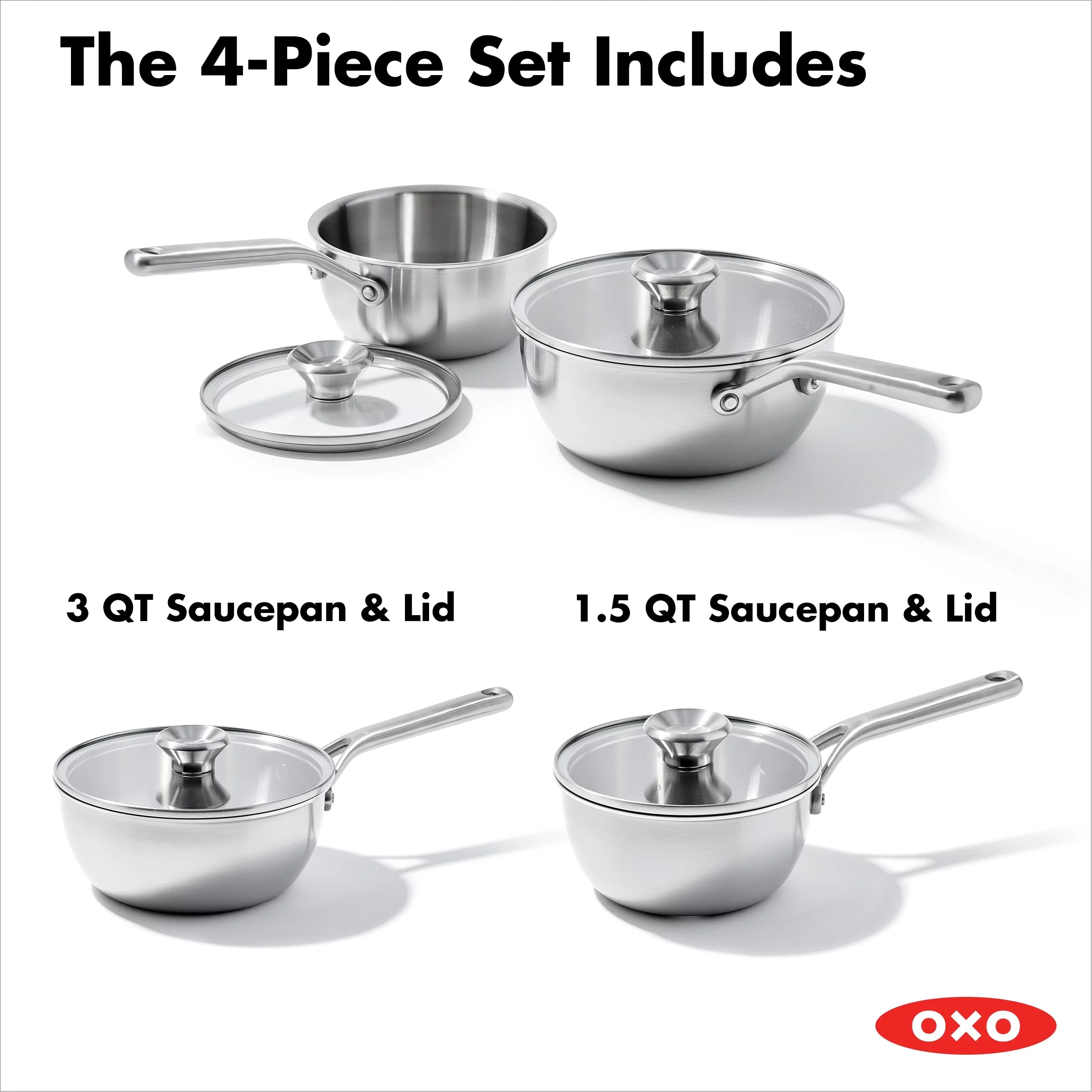 Stainless Steel Chef's Pan Set 1.5Qt & 3.75Qt P3315
