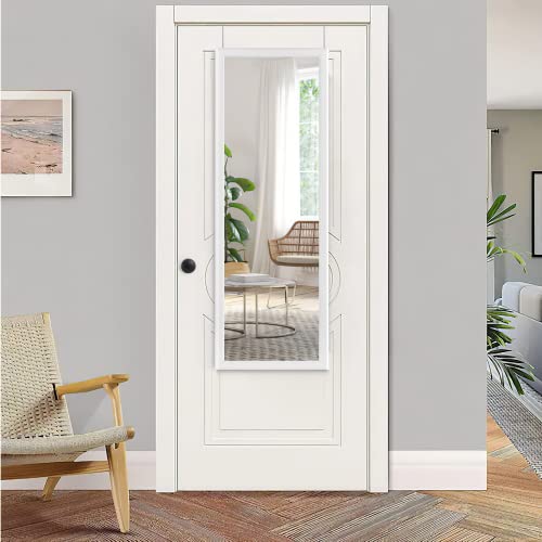 Over-the-Door Mirror, Full Length Hanging or Wall Mount, White, 43x16 I954