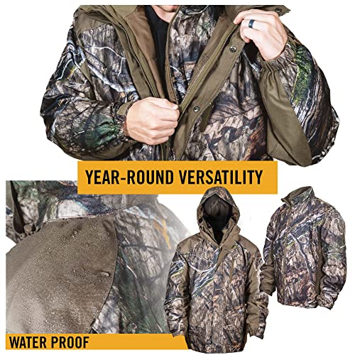 Men's 3-in-1 Insulated Camo Hunting Parka, Waterproof, Removable Hood P108