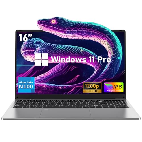 16 Inch Laptop Computer | Gaming Laptop | 16GB RAM 1TB SSD | N100 Processor | FHD 1920 * 1200 | 180 Angle Open | Backlit Keyboard | Windows 11 Pro | Fingerprint Unlock | UHD Graphics 750 MHz