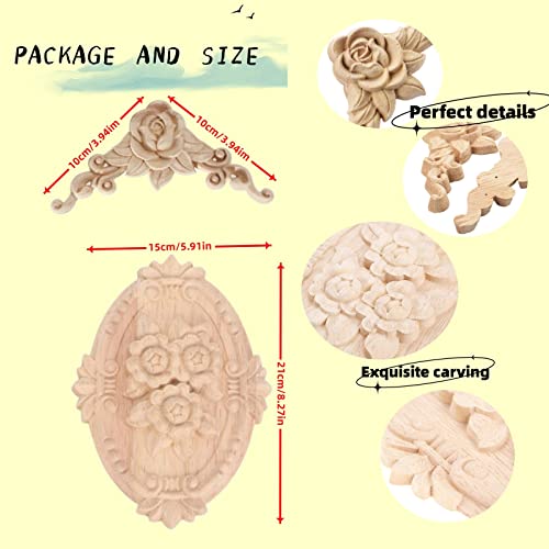 Wood Appliques Onlays Decorative for Furniture Unpainted L57190