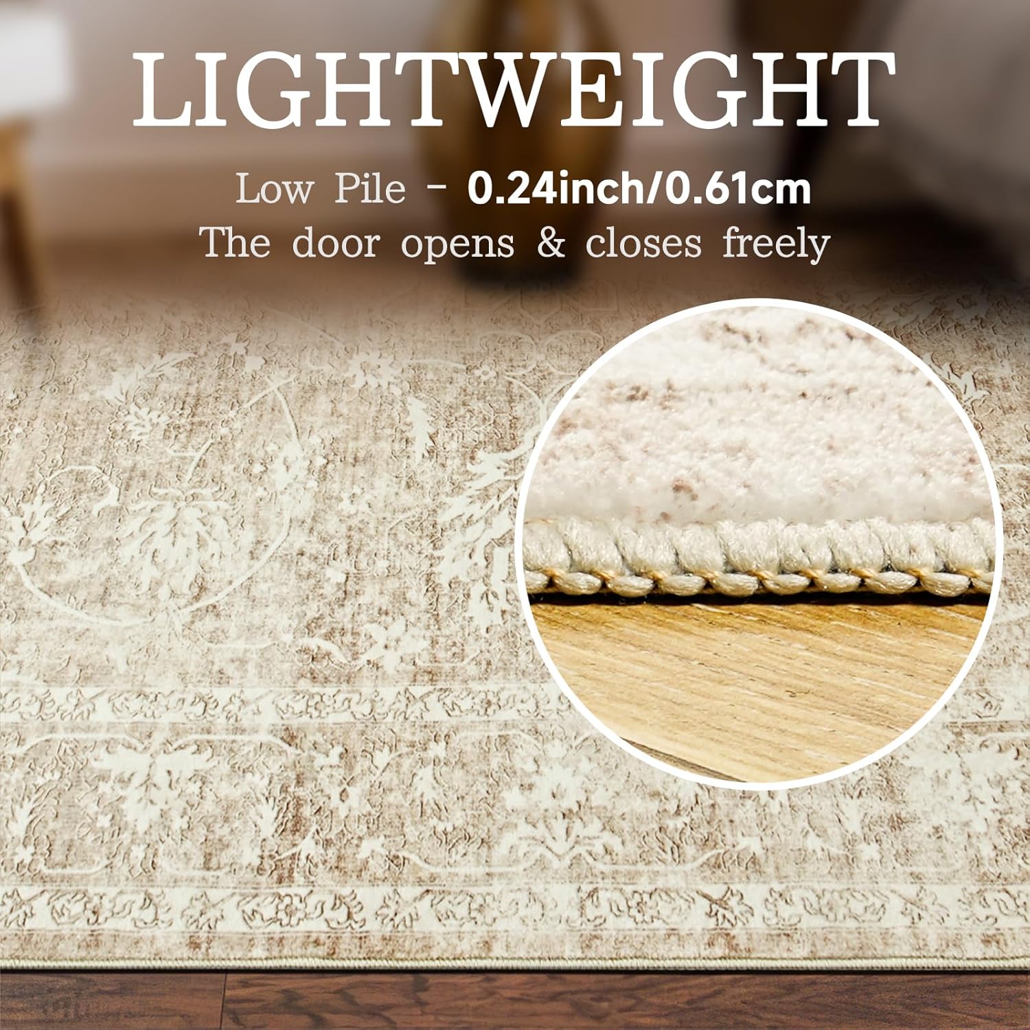 Floral 5x7 Area Rug for Living Room, Non Slip, Washable O678611