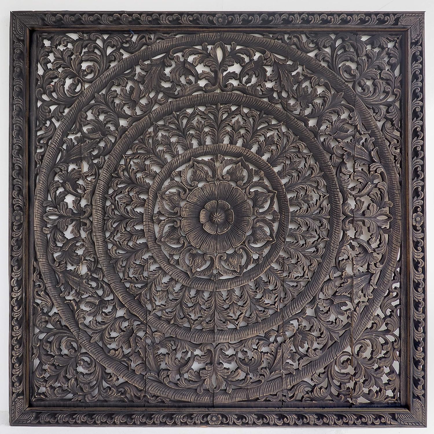 Wood Carved Headboard Wall Panel 72 Inches N9450