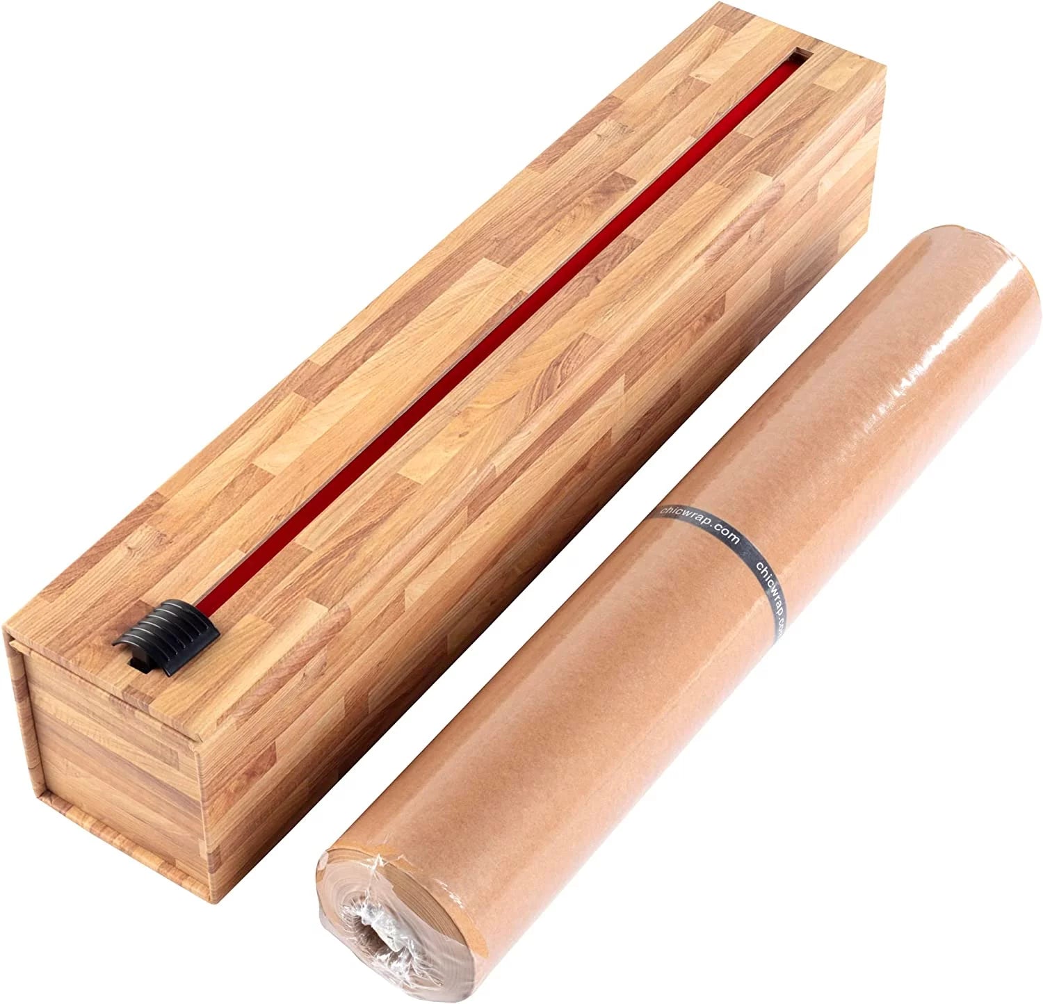 ChicWrap Butcher Block Parchment Paper Dispenser with 15"x 164' (205 Sq. Ft) Roll of Culinary Parchment Paper - Reusable Dispenser with Slide Cutter