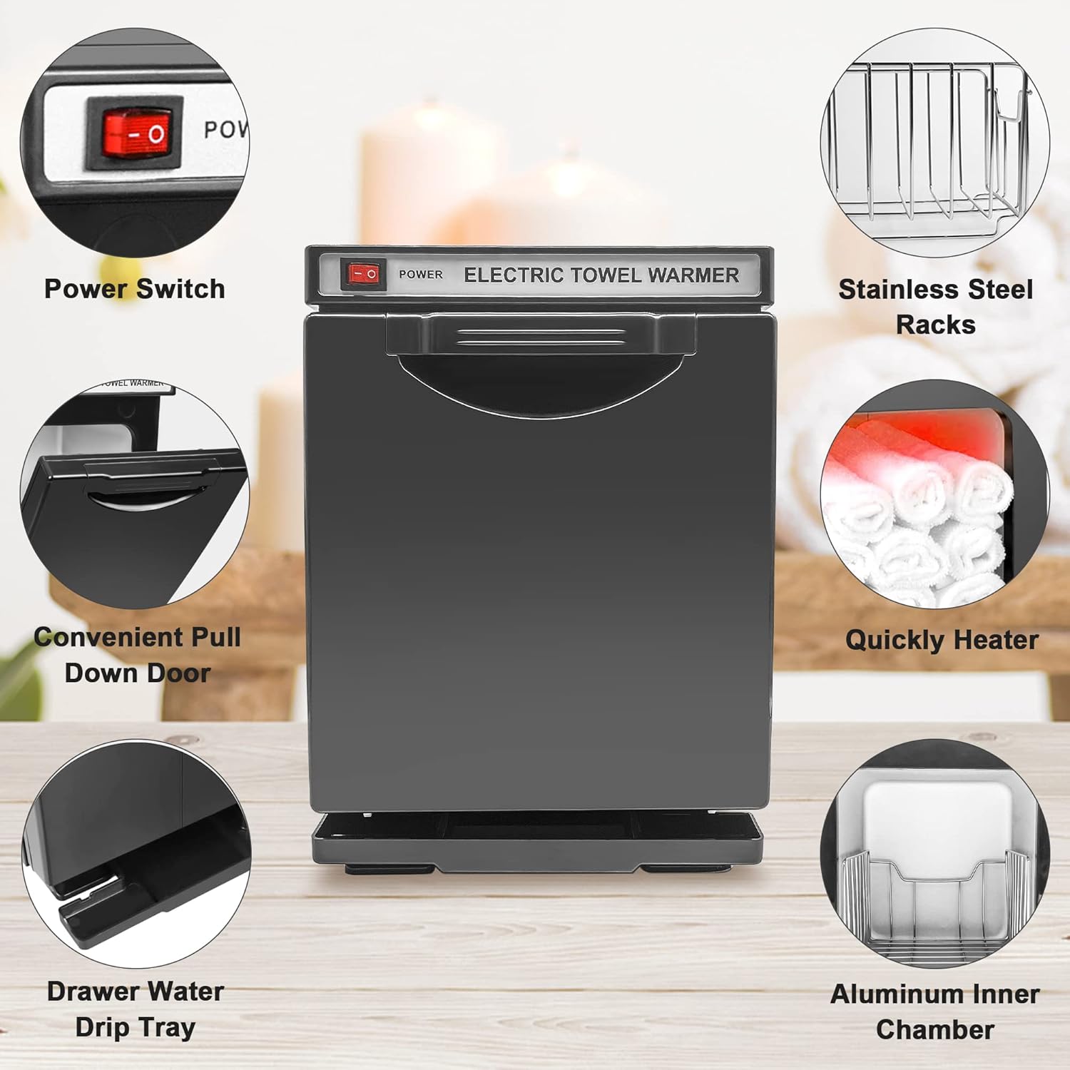 Mini Hot Towel Warmer 5L Heating Cabinet for Spa, Bathroom, Salon H763627