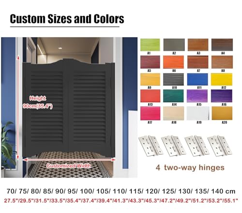 Wooden Louvred Saloon Doors, Auto Close Double Action, 140x90cm O426790