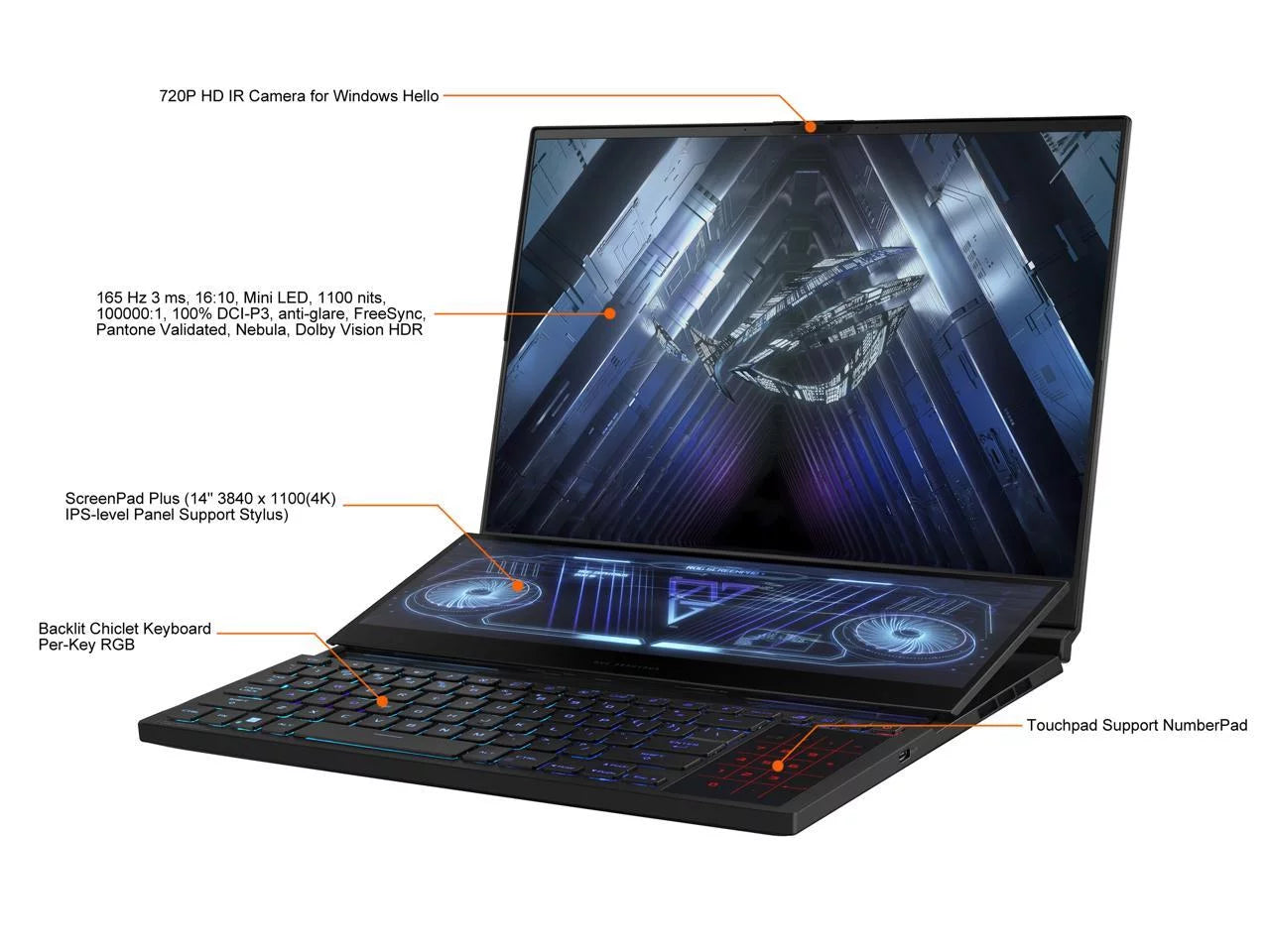 Gaming Laptop, 16" 165Hz QHD Display, RTX 3070 Ti, 32GB DDR5, 1TB SSD L20615
