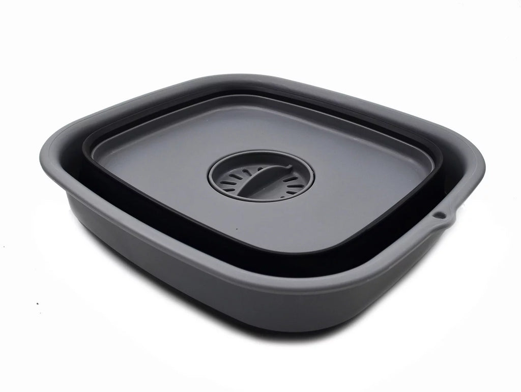 Collapsible Dishpan with Draining Plug, Foldable Washing Basin W36184