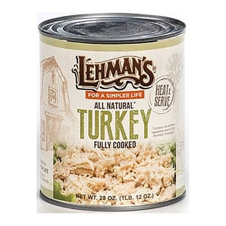 Lehman's All Natural Canned Turkey Meat No Preservatives Long Shelf Life, 28 Oz