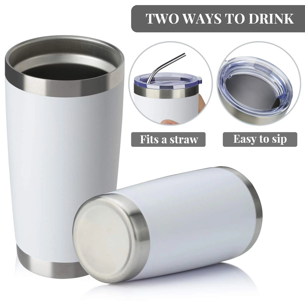 20oz Double Wall Vacuum Insulated Tumbler 8 Pack with Lid and Straw F969