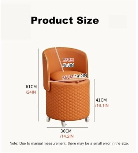 Vanity Stool with Back, Rolling Ottoman with Wheels, Round Storage Seat H231850