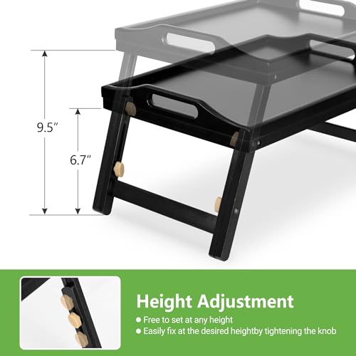 Height Adjustable Bamboo Breakfast Bed Tray with Folding Legs R193