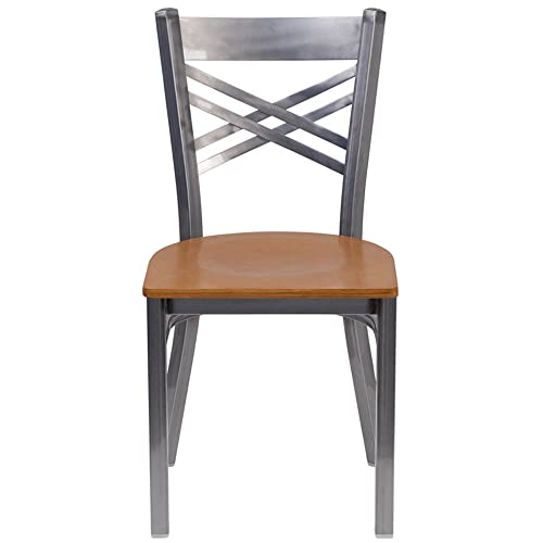 Metal Restaurant Chair with Cherry Wood Seat A881806