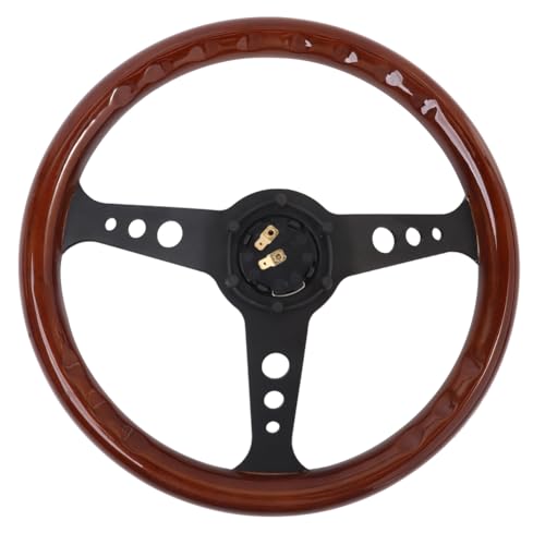 Classic Wood Grain Steering Wheel 14 Inch 3 Spoke with Horn Button B167310