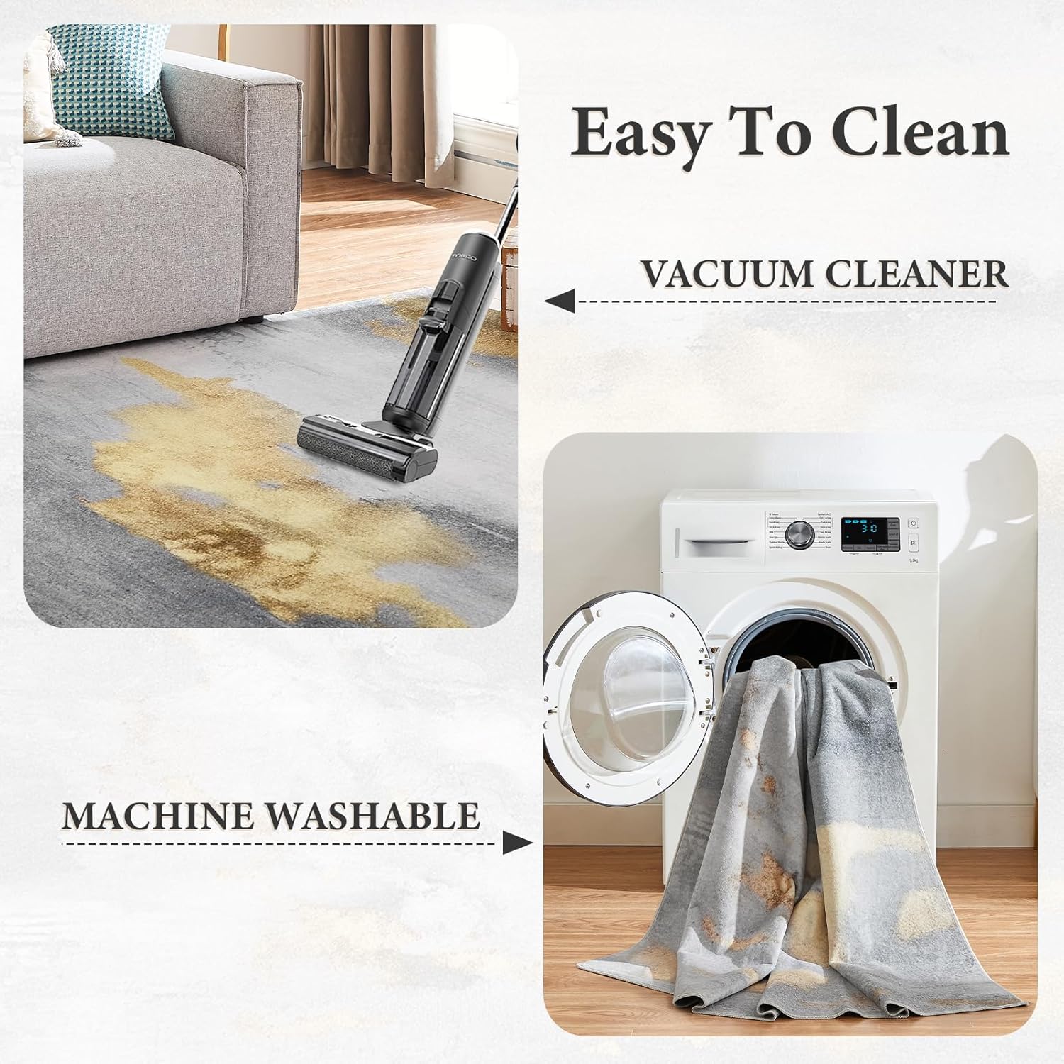 Machine Washable Abstract Area Rug 5'x7' Non Slip for Living Room Bedroom N973415