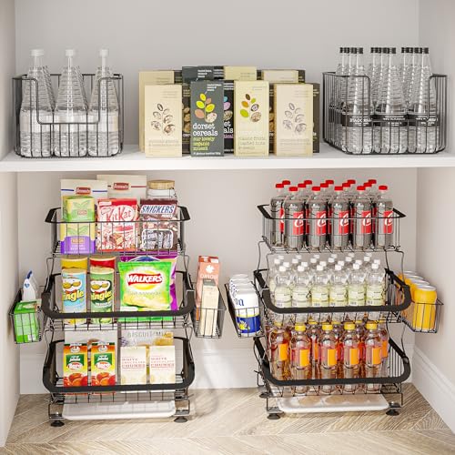 5-Tier Stackable Metal Wire Rolling Cart for Kitchen, Pantry, Garage I812
